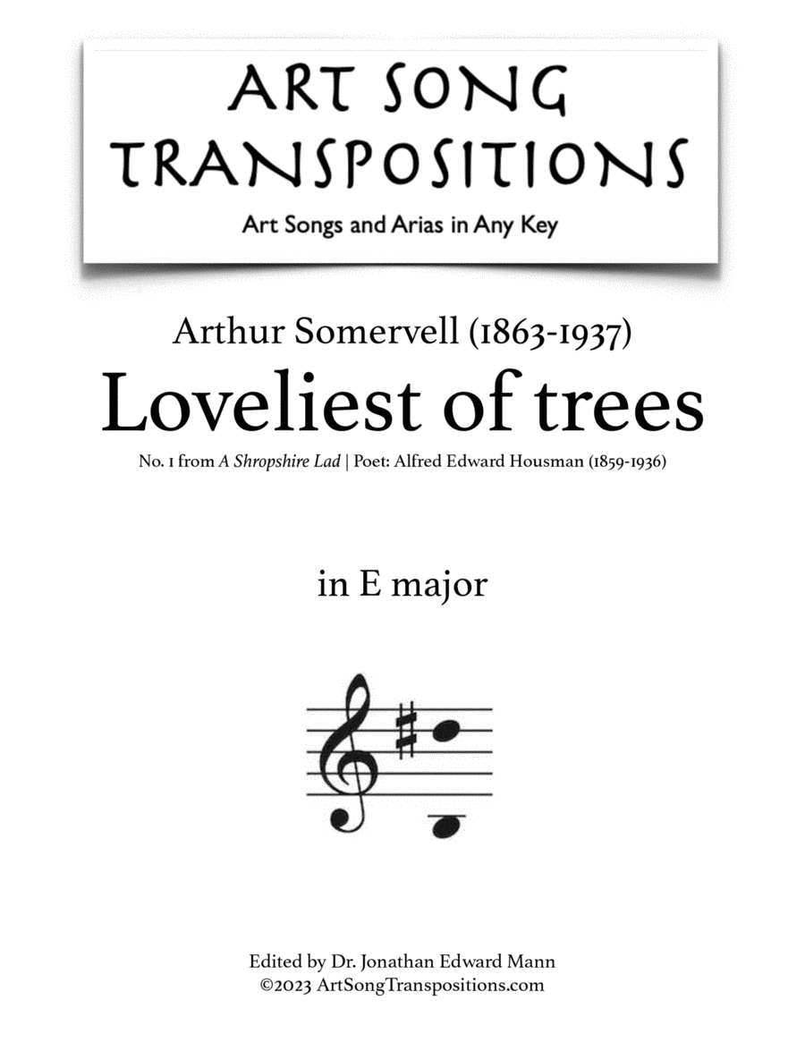 SOMERVELL: Loveliest of trees (transposed to E major)