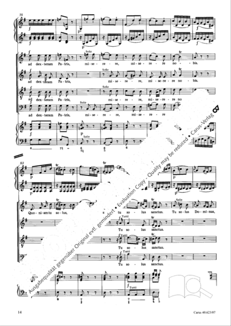 Missa brevis in G major 4-Part scores gallery preview page 15