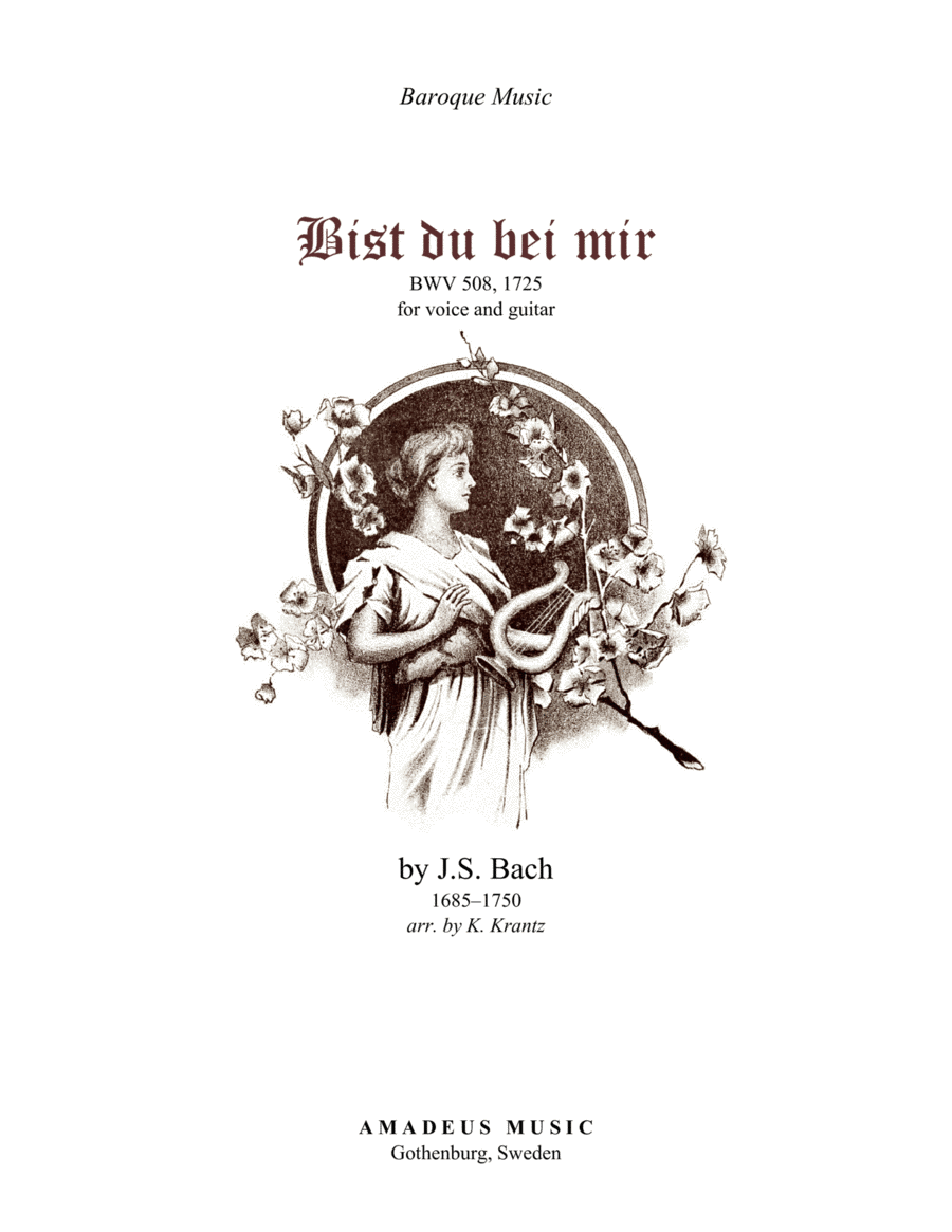 Bist du bei mir, Be thou with me BWV 508 (Eb Major) for voice and guitar (Capo III) Piano, Vocal, Guitar scores gallery preview page 1