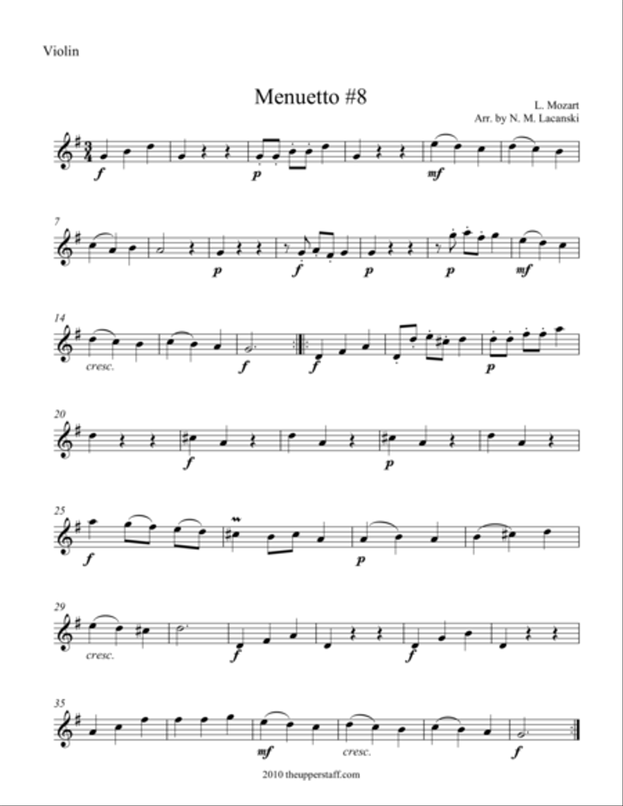 Menuetto #8 Violin Solo scores gallery preview page 1