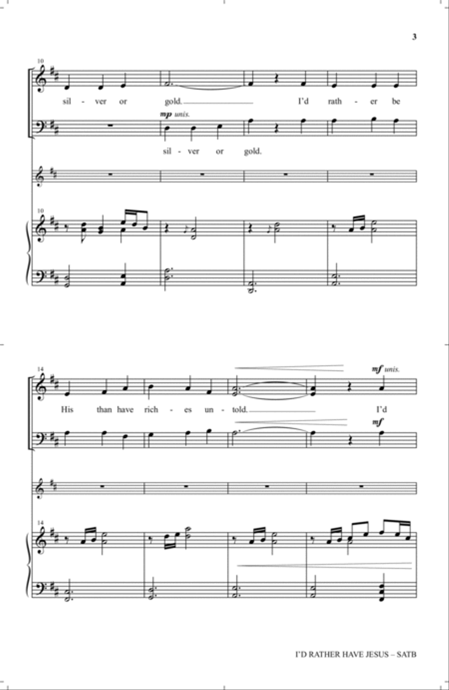 I'd Rather Have Jesus 4-Part scores gallery preview page 2