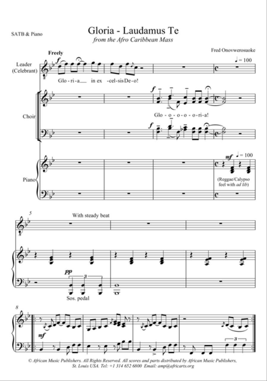 Gloria - Laudamus Te 4-Part scores gallery preview page 1