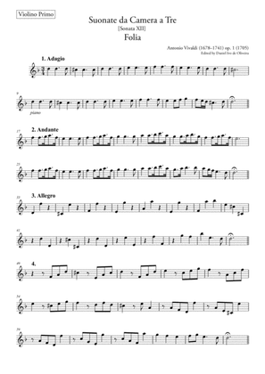 Folia Vivaldi – Violin 1 (Original - Urtext) op. 1, nr. 12 RV 63