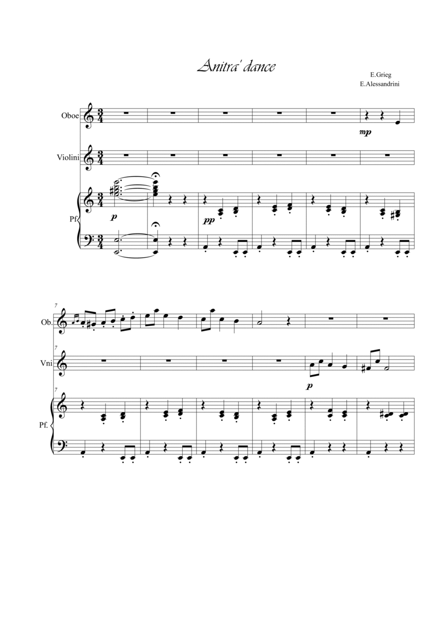 Anitra's Dance. Trio Small Ensemble scores gallery preview page 1