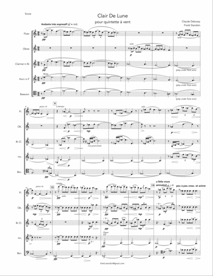 Clair de Lune for Woodwind Quintet Woodwind Quintet scores gallery preview page 3