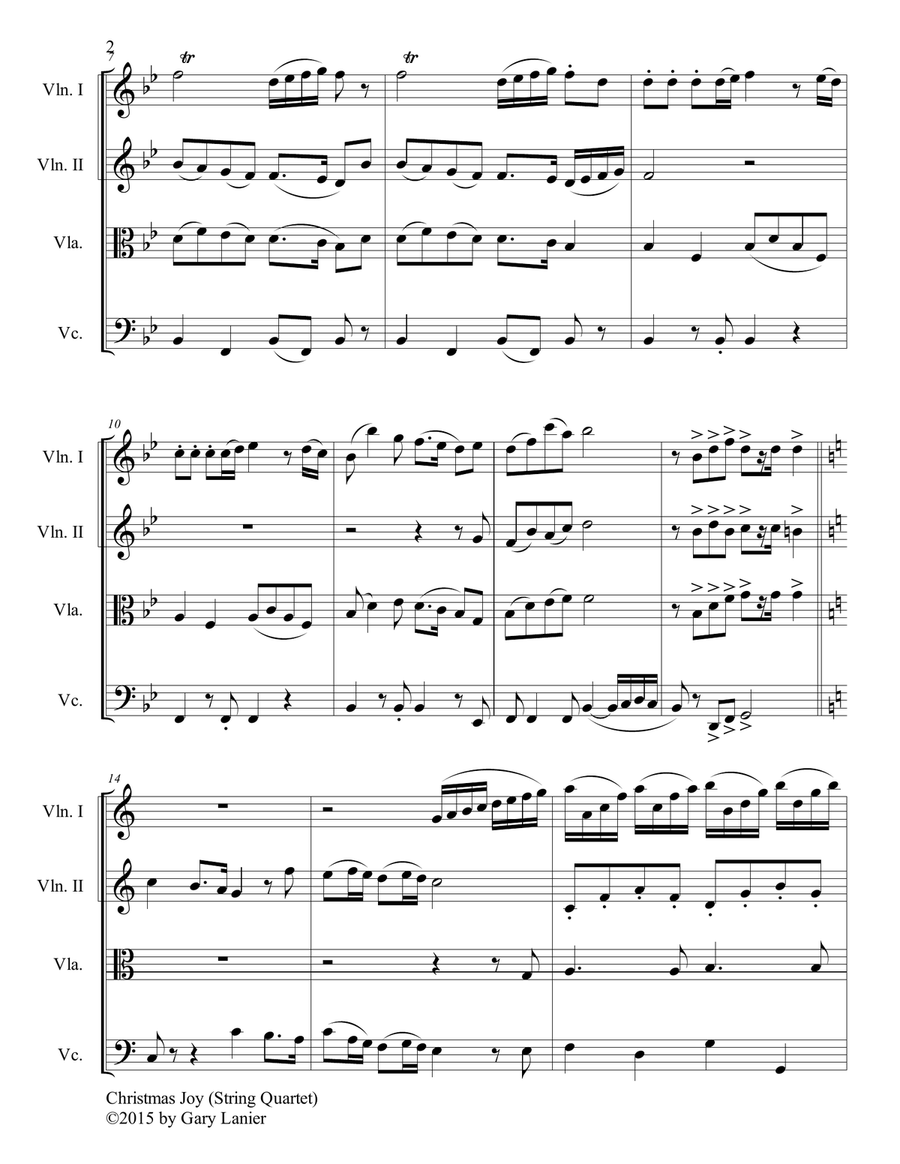 Gary Lanier: CHRISTMAS JOY (String Quartet/Score and Parts) String Quartet scores gallery preview page 4
