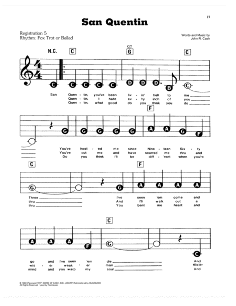 San Quentin Electronic Keyboard scores gallery preview page 1