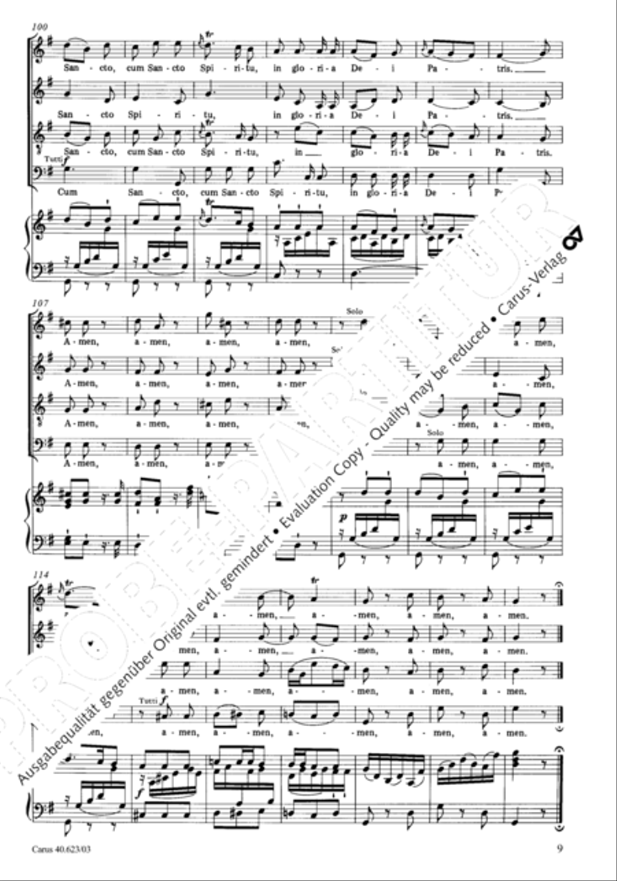 Missa brevis in G major 4-Part scores gallery preview page 12