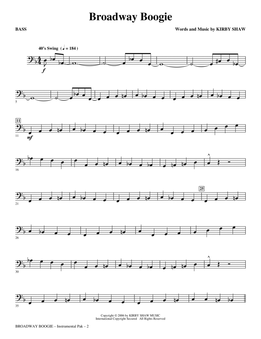 Broadway Boogie - Bass Broadway Boogie - Bass Choir scores gallery preview page 1