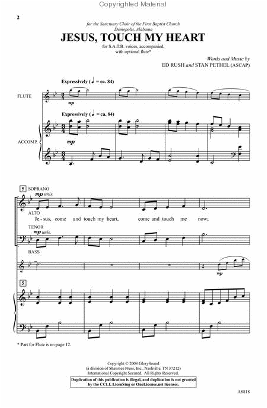 Jesus, Touch My Heart 4-Part scores gallery preview page 2