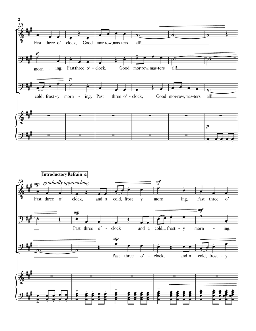 Past Three O'Clock (secular Christmas text) 3-Part scores gallery preview page 2
