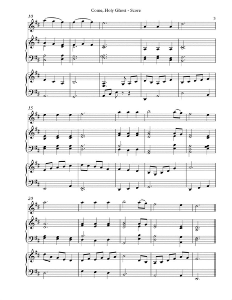 Come, Holy Ghost, Trio for Violin, Harp, Piano Pedal Harp scores gallery preview page 3