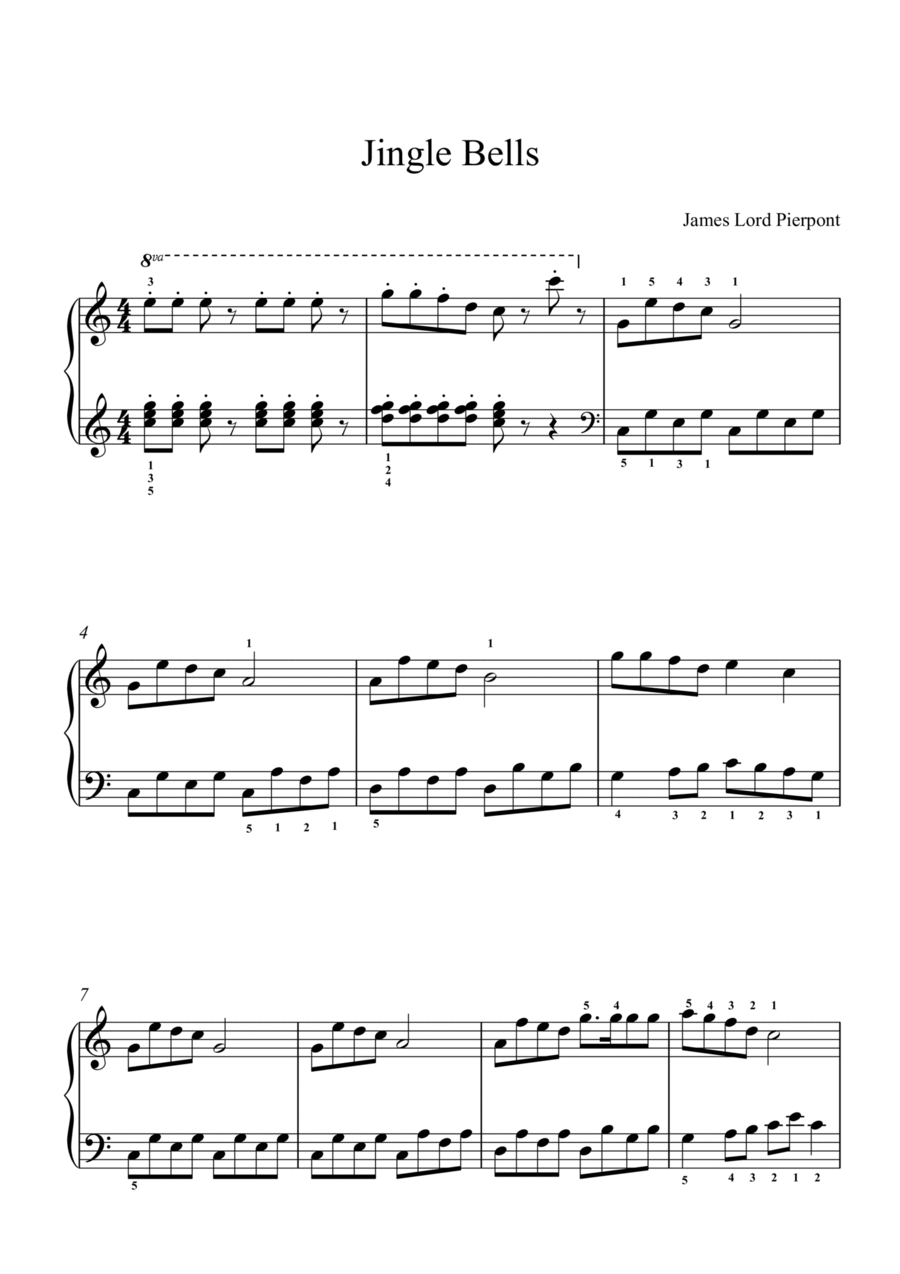 Jingle bells Easy Piano scores gallery preview page 1