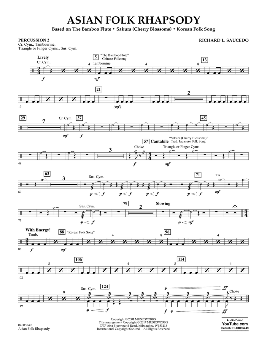 Asian Folk Rhapsody - Percussion 2 Concert Band scores gallery preview page 1