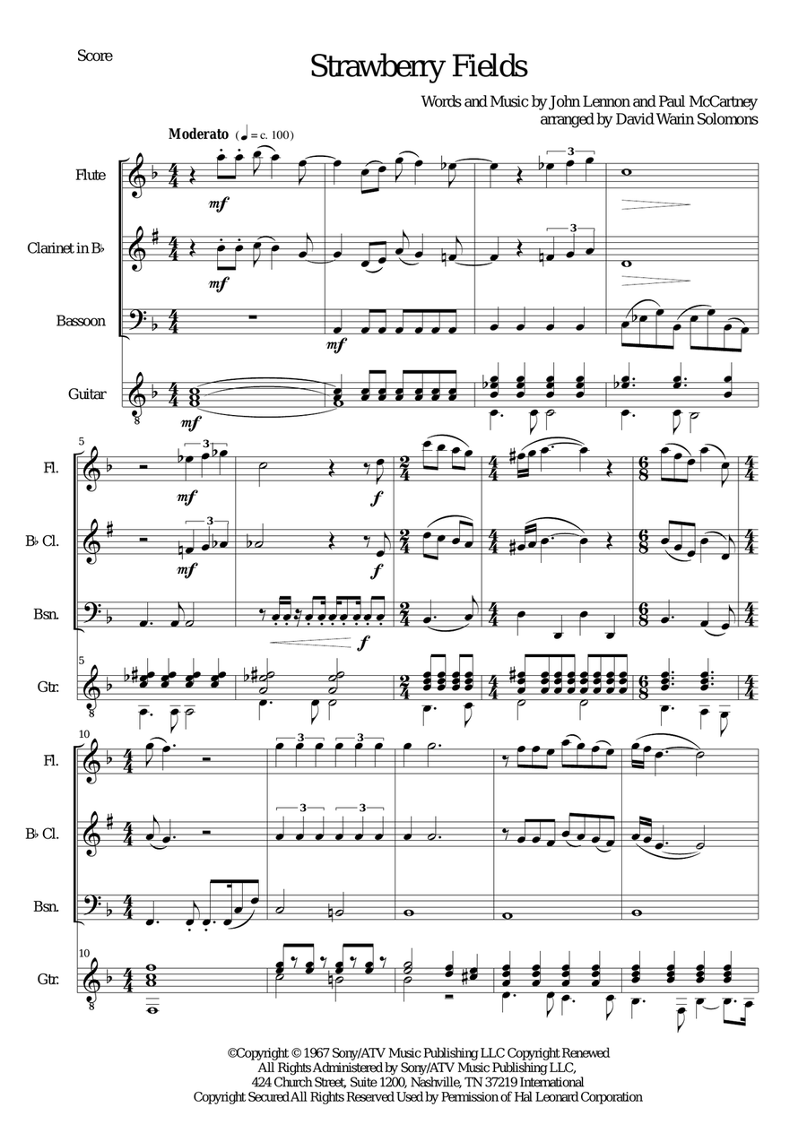 Strawberry Fields Forever Bassoon scores gallery preview page 1