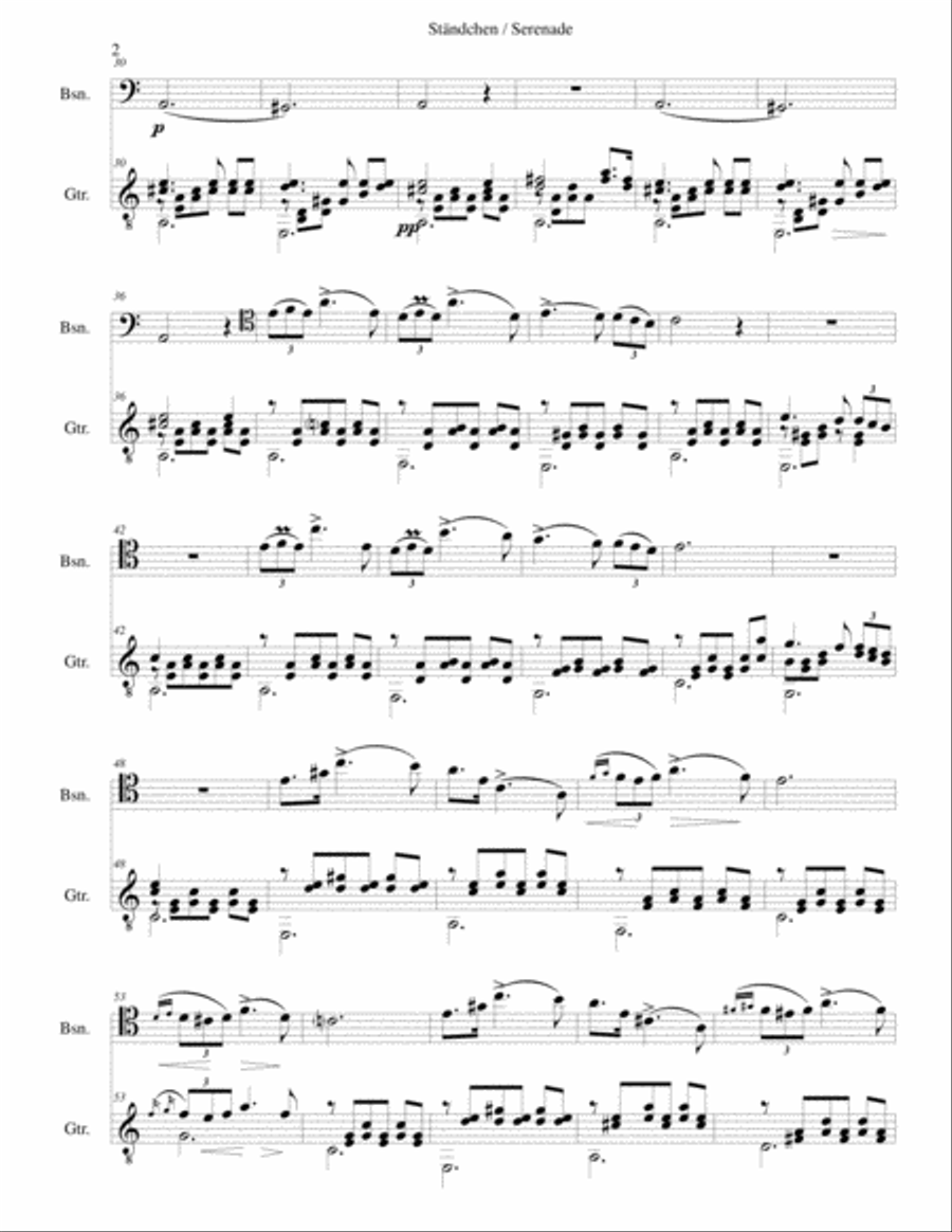 Ständchen (Serenade) (after Theobald Böhm) for bassoon and guitar Bassoon scores gallery preview page 2