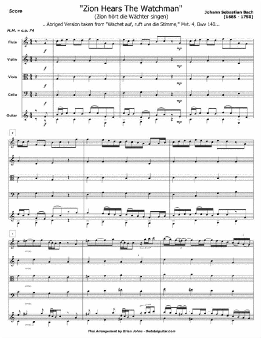 Main Theme Adapted from Movement 4 of the Chorale 