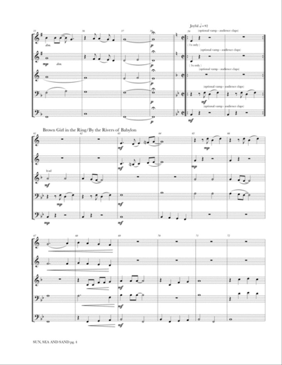 Sun, Sea and Sand The Folk Songs of the Caribbean Brass Ensemble scores gallery preview page 5