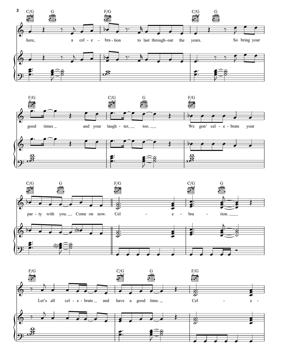 Celebration Piano, Vocal, Guitar scores gallery preview page 2