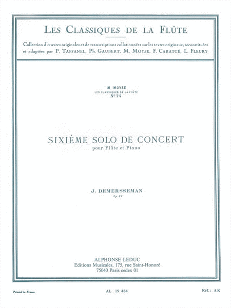 Concert Solo No. 6, Op. 82 - Les Classiques de la Flute No. 74