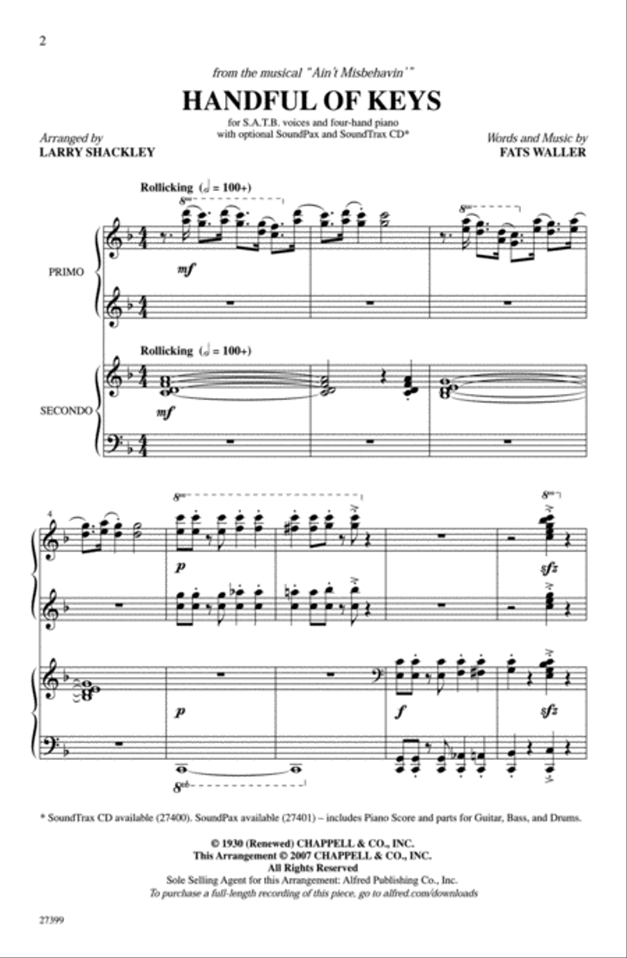 Handful of Keys 4-Part scores gallery preview page 2