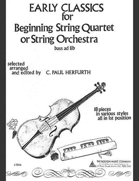 Early Classics For Beginning String Quartet Or String Orchestra - Full Score And Parts