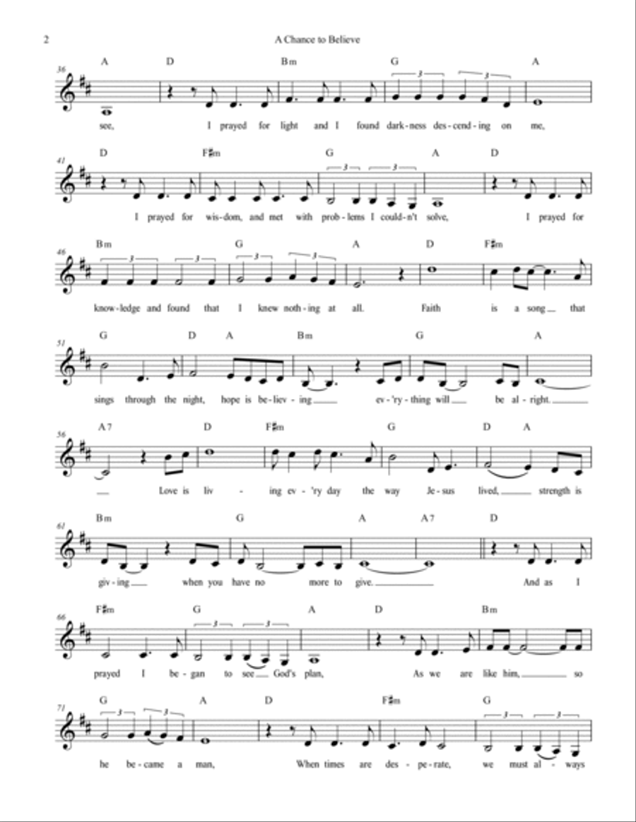A Chance to Believe A Chance to Believe Guitar scores gallery preview page 2