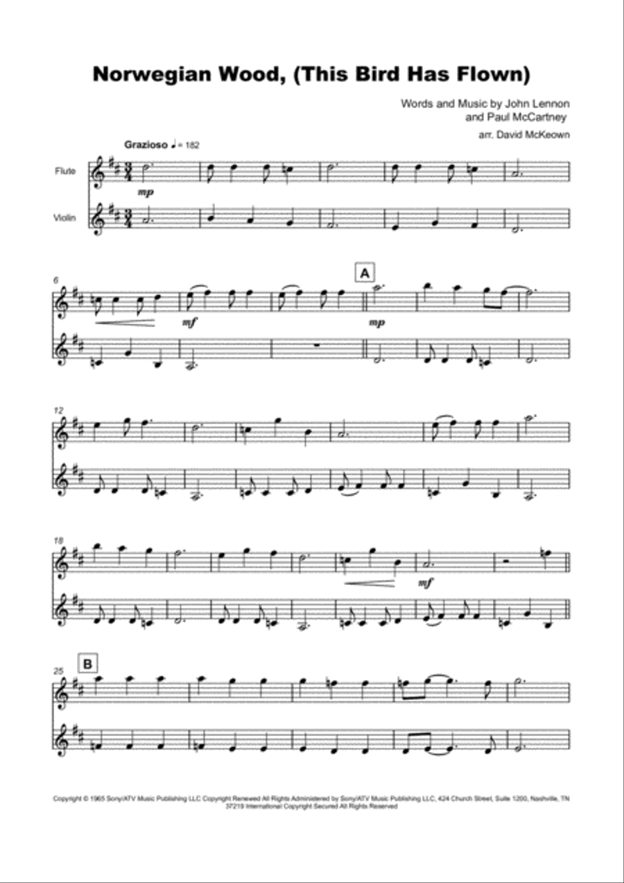 Norwegian Wood (this Bird Has Flown) Flute scores gallery preview page 2