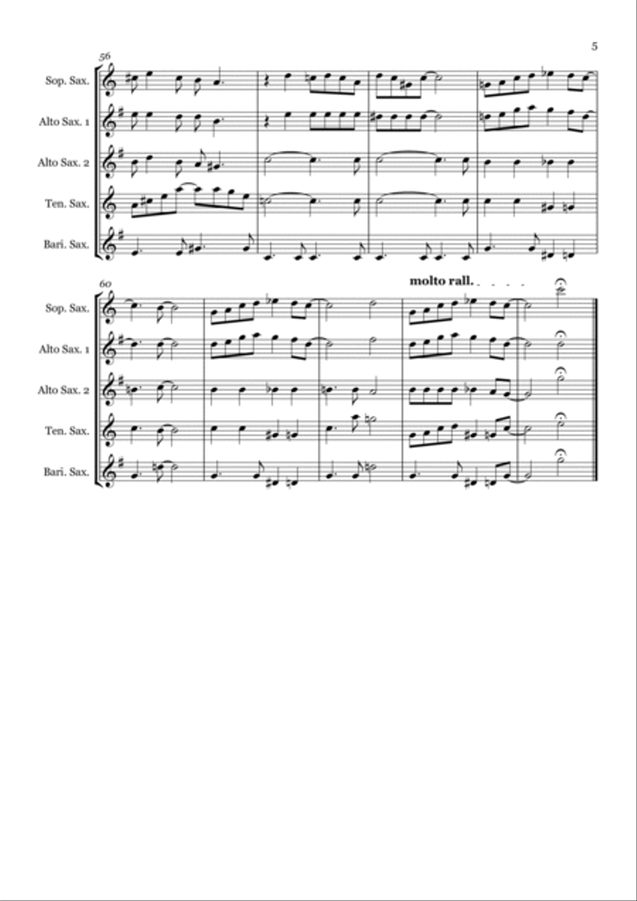 Dream A Little Dream Of Me Saxophone Quintet scores gallery preview page 5