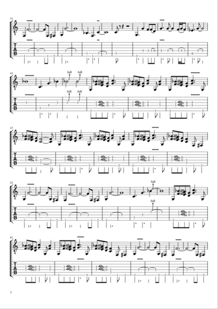 Burn Burn Guitar Tablature scores gallery preview page 2