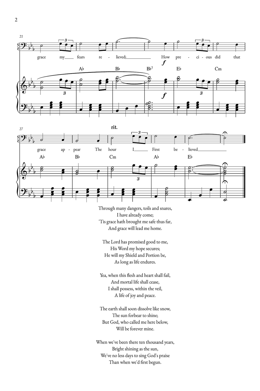 Amazing Grace Piano, Vocal scores gallery preview page 2