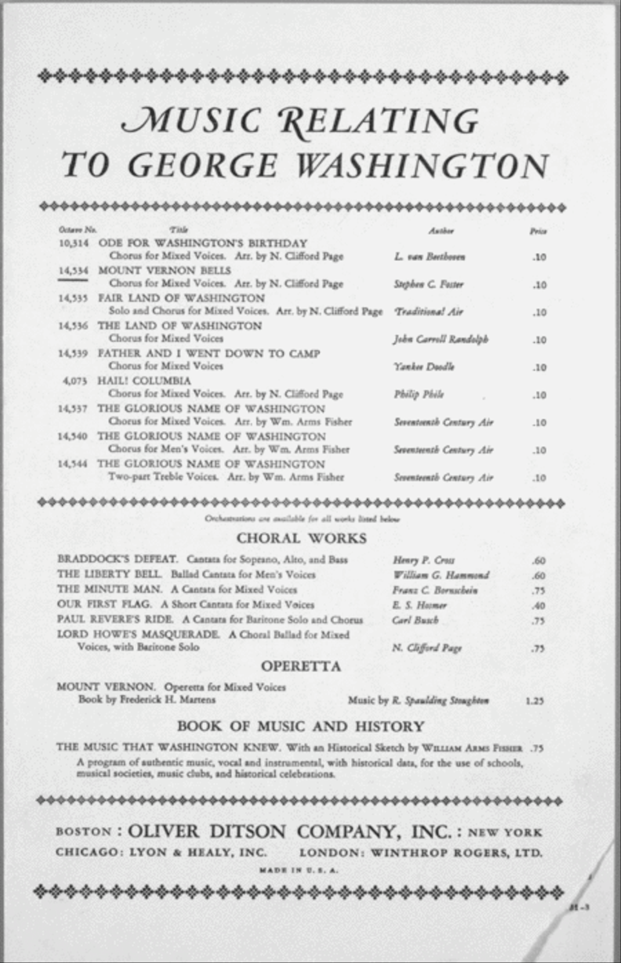 Music Relating to George Washington. Mount Vernon Bells. Chorus for Mixed Voices Choir scores gallery preview page 1