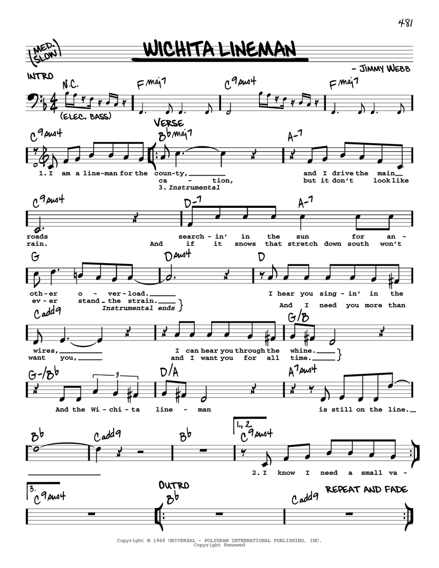 Wichita Lineman Wichita Lineman Voice scores gallery preview page 1