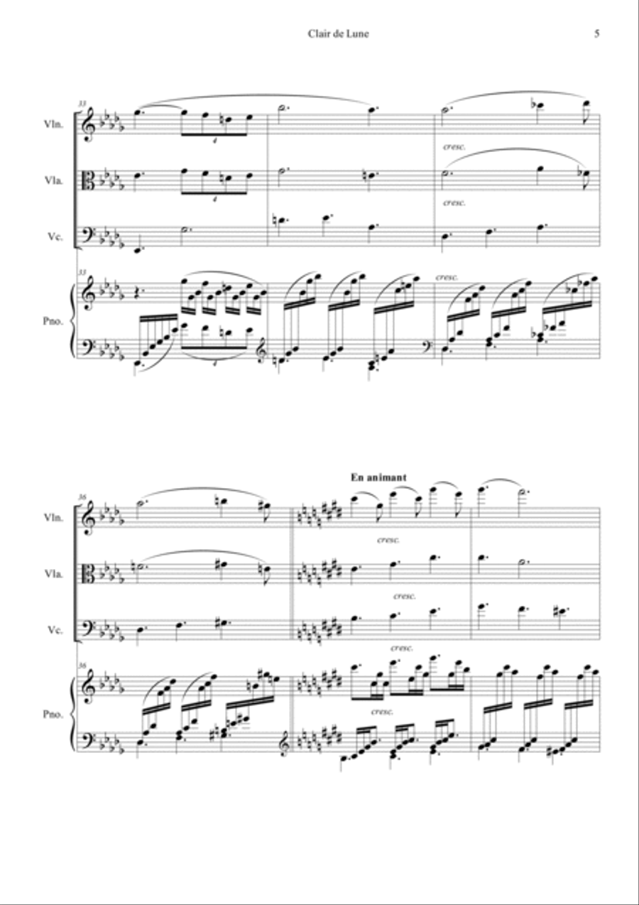 Clair de Lune Clair de Lune Piano Quartet scores gallery preview page 5