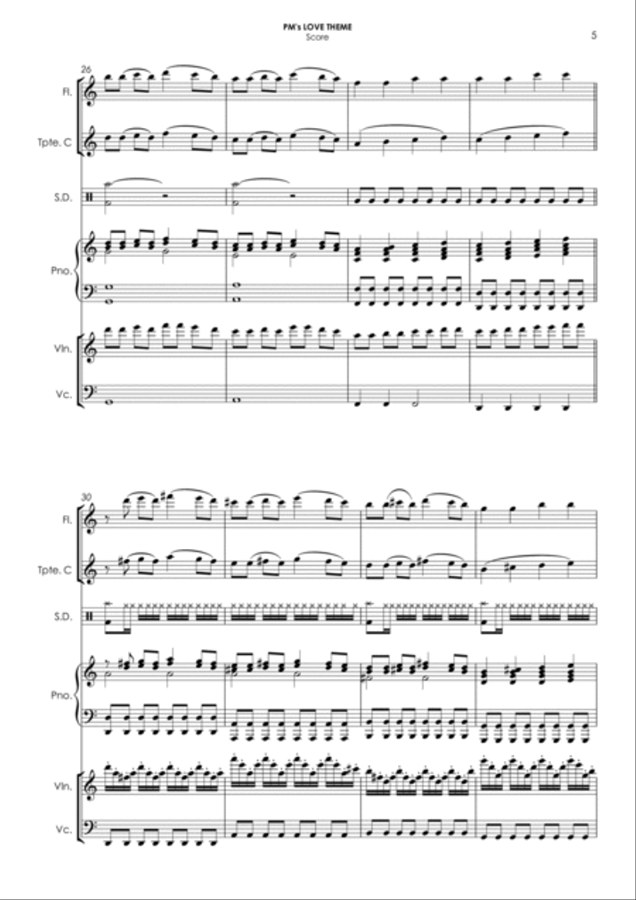 Pm's Love Theme Small Ensemble scores gallery preview page 5