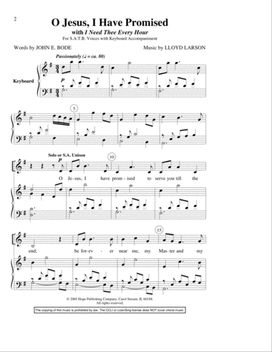 O Jesus, I Have Promised O Jesus, I Have Promised 4-Part scores gallery preview page 2