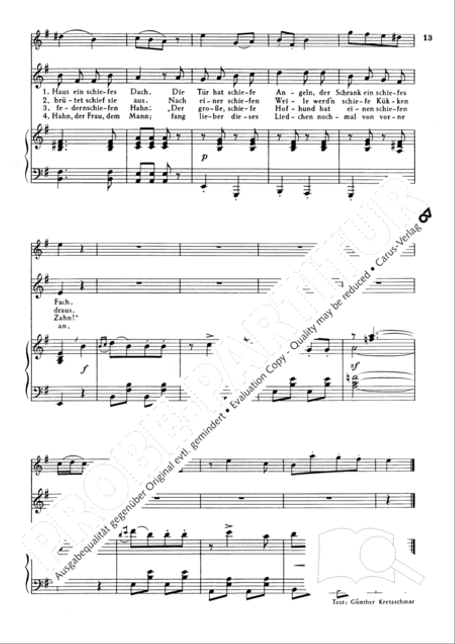 Dunkel war's, der Mond schien helle. 10 Lieder und Chansons Choir scores gallery preview page 13