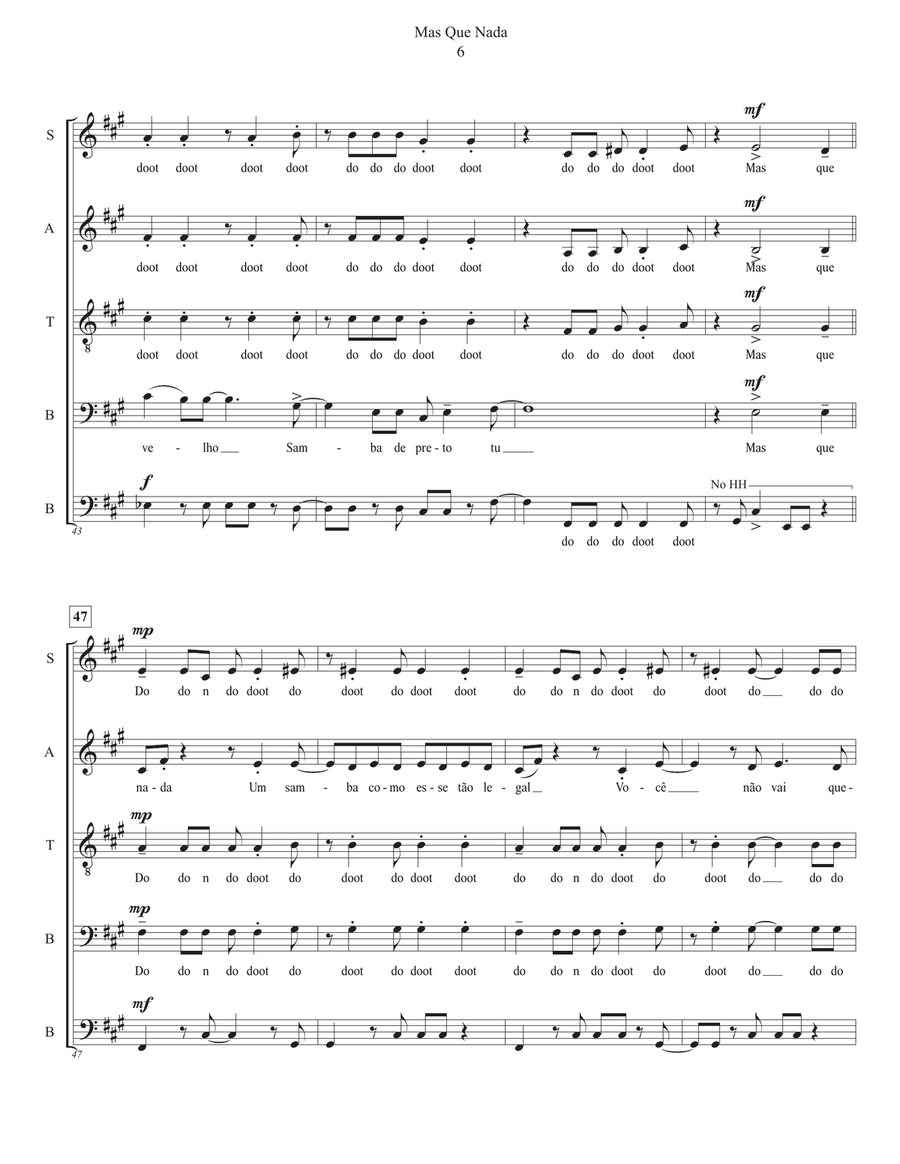 Mas Que Nada 4-Part scores gallery preview page 6