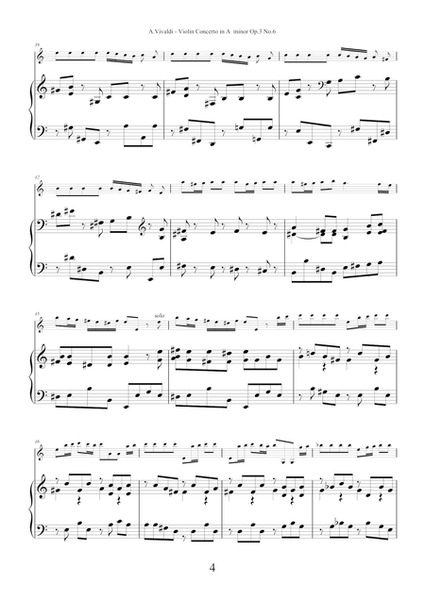 Concerto in A minor Op.3 No.6 by Antonio Vivaldi for violin and piano