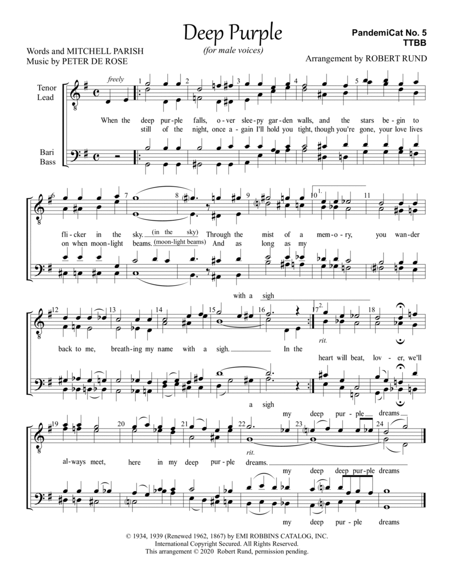 Deep Purple Deep Purple TTBB scores gallery preview page 1