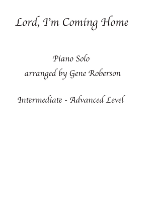 Lord! I'm Coming Home Piano Solo