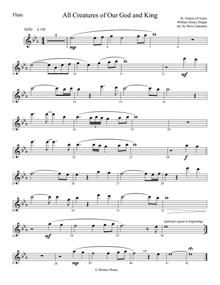 All Creatures of Our God and King - peaceful arr. for Flute & Piano image number null
