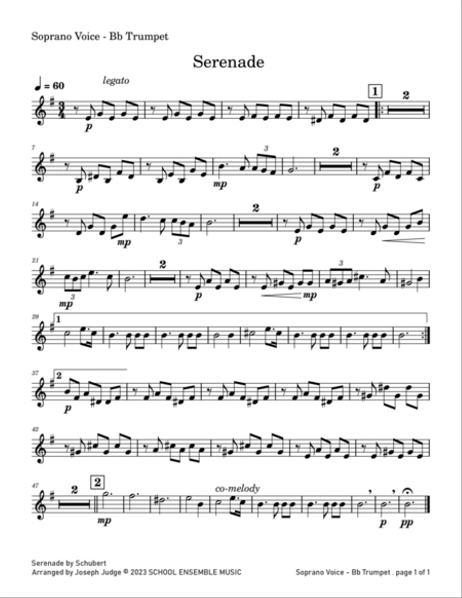 Serenade by Schubert for Brass Quartet in Schools Brass Quartet scores gallery preview page 6