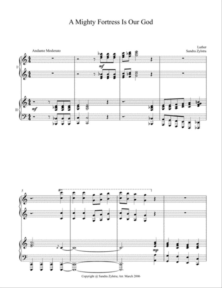 A Mighty Fortress Is Our God (2 piano duet) 2 Pianos, 4-Hands scores gallery preview page 2