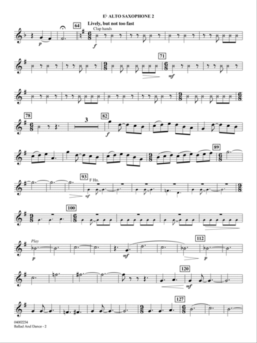 Ballad And Dance - Eb Alto Saxophone 2 Concert Band scores gallery preview page 2
