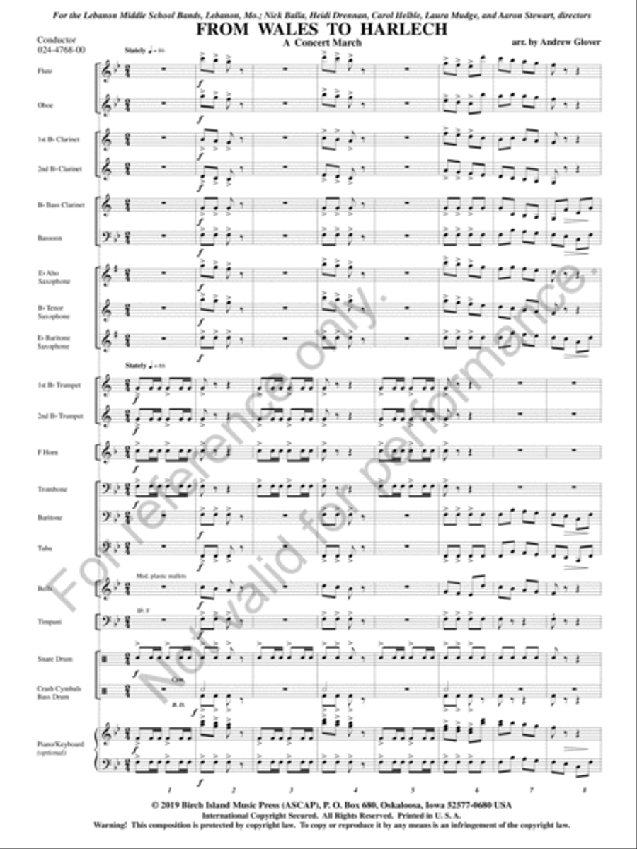 From Wales To Harlech Concert Band scores gallery preview page 4