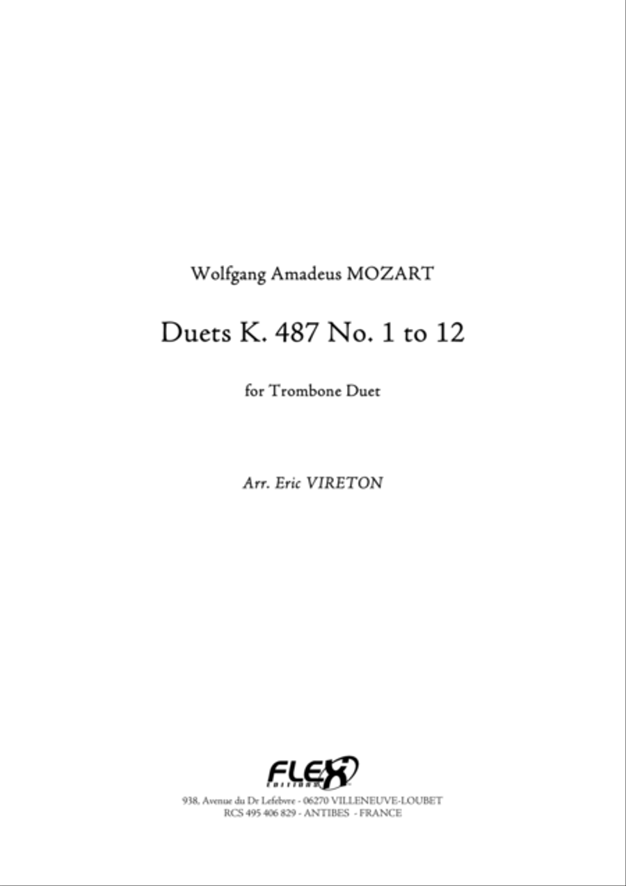Duet K 487 No. 1 to 12 Duet K 487 No. 1 to 12 Trombone Duet scores gallery preview page 1