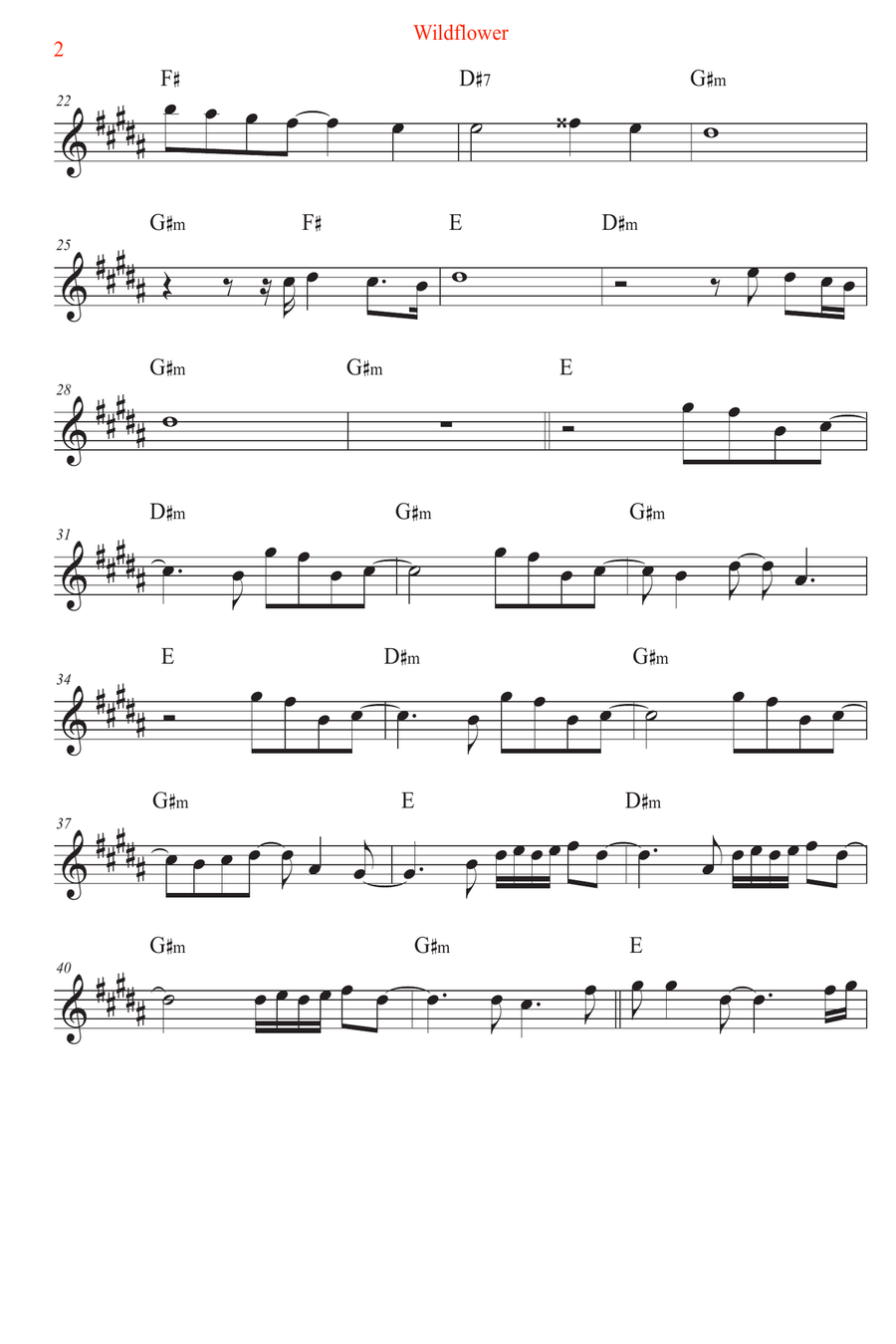Wildflower Wildflower Tenor Saxophone scores gallery preview page 2