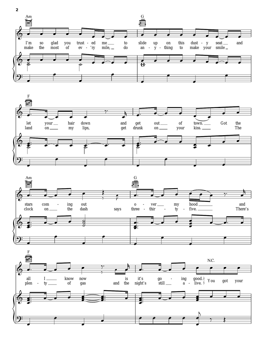 I Don't Want This Night To End Piano, Vocal, Guitar scores gallery preview page 2