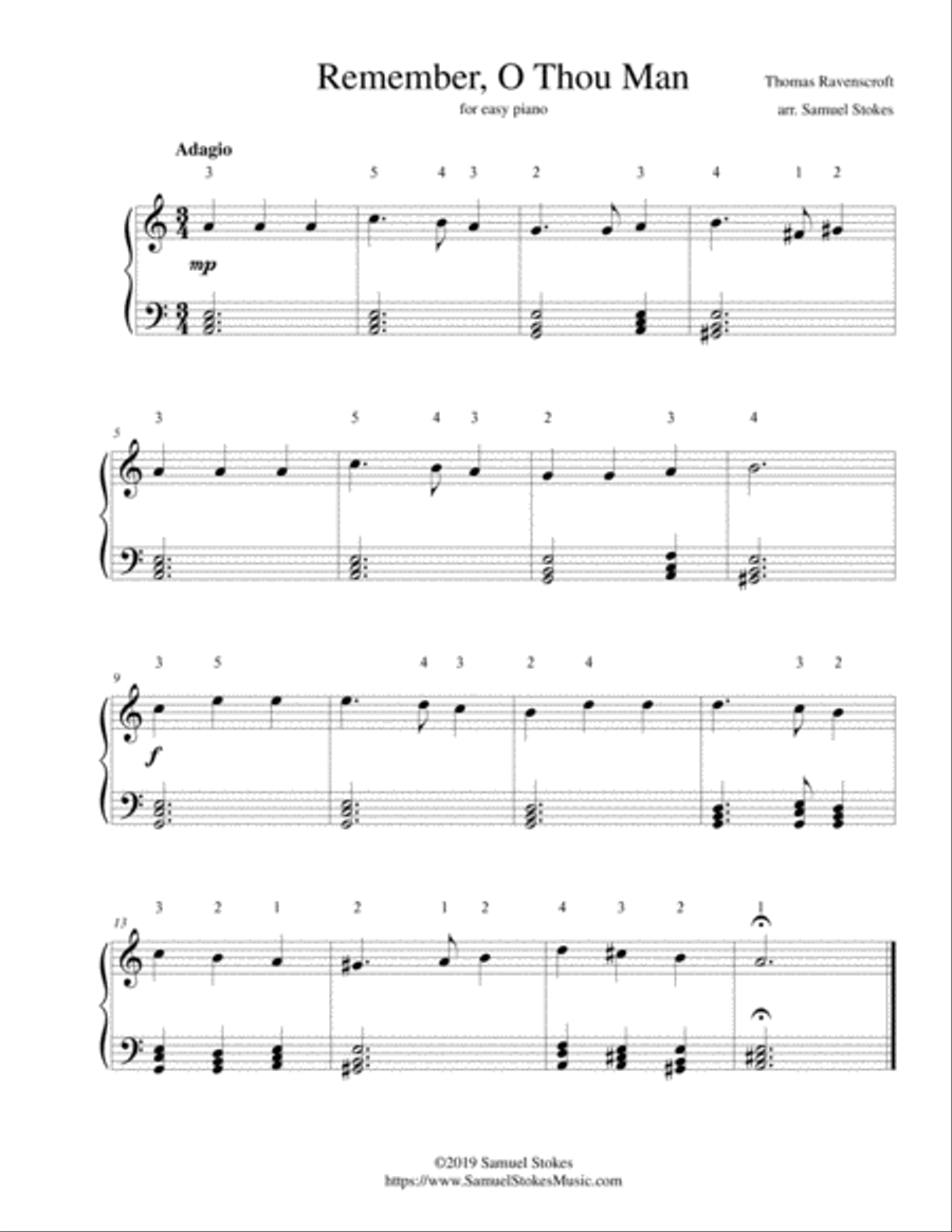 Remember, O Thou Man - for easy piano Easy Piano scores gallery preview page 1